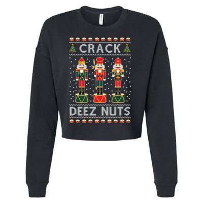 Crack Deez Nuts Funny Ugly Christmas Cropped Pullover Crew