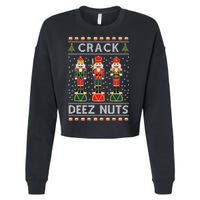Crack Deez Nuts Funny Ugly Christmas Cropped Pullover Crew