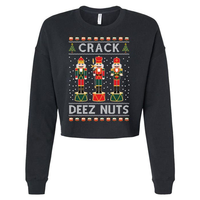 Crack Deez Nuts Funny Ugly Christmas Cropped Pullover Crew