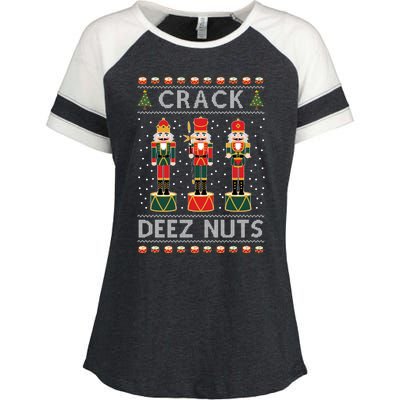 Crack Deez Nuts Funny Ugly Christmas Enza Ladies Jersey Colorblock Tee