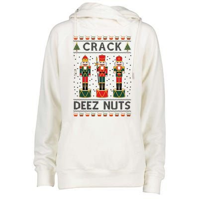 Crack Deez Nuts Funny Ugly Christmas Womens Funnel Neck Pullover Hood