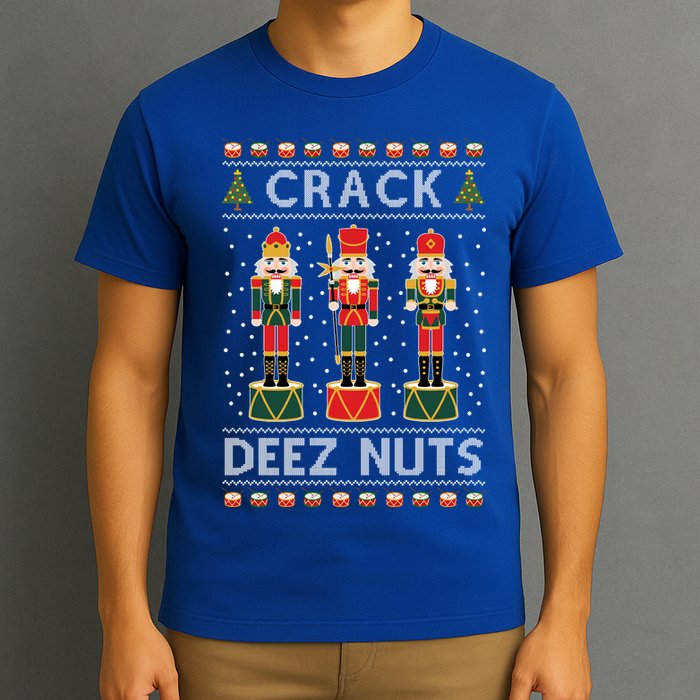 Crack Deez Nuts Funny Ugly Christmas T-Shirt