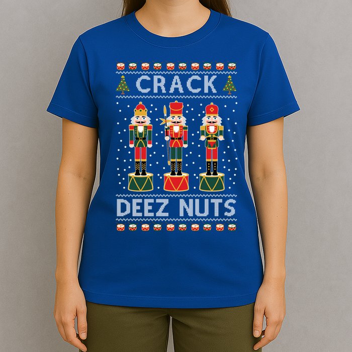 Crack Deez Nuts Funny Ugly Christmas T-Shirt