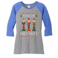 Crack Deez Nuts Funny Ugly Christmas Women's Tri-Blend 3/4-Sleeve Raglan Shirt