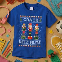 Crack Deez Nuts Funny Ugly Christmas Kids T-Shirt