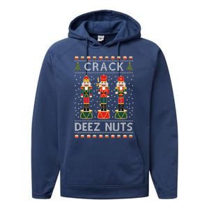 Crack Deez Nuts Funny Ugly Christmas Performance Fleece Hoodie