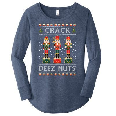 Crack Deez Nuts Funny Ugly Christmas Women's Perfect Tri Tunic Long Sleeve Shirt