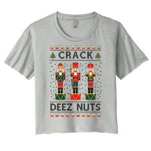 Crack Deez Nuts Funny Ugly Christmas Women's Crop Top Tee