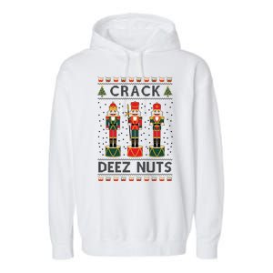 Crack Deez Nuts Funny Ugly Christmas Garment-Dyed Fleece Hoodie