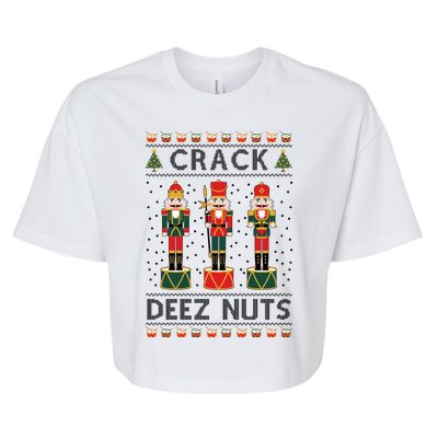 Crack Deez Nuts Funny Ugly Christmas Bella+Canvas Jersey Crop Tee