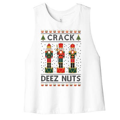 Crack Deez Nuts Funny Ugly Christmas Women's Racerback Cropped Tank