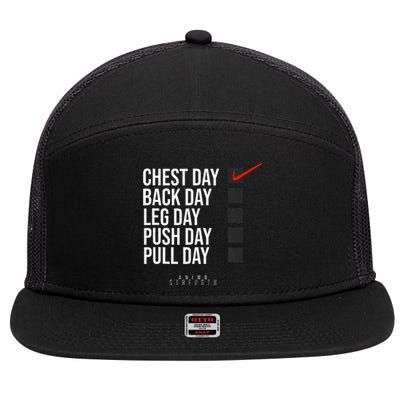 Chest Day Novelty Gym 7 Panel Mesh Trucker Snapback Hat