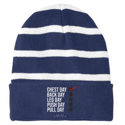 Chest Day Novelty Gym Striped Beanie with Solid Band