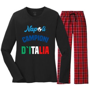 Campioni DItalia Napoli Tifosi Napoletani Women's Long Sleeve Flannel Pajama Set 