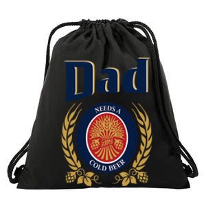 Cute Dad Needs A Cold Beer Drinking Funny Fathers Day 2024 Drawstring Bag