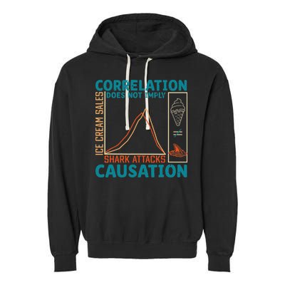 Correlation Does Not Imply Causation Shark Attacks Ice Cream Gift Garment-Dyed Fleece Hoodie