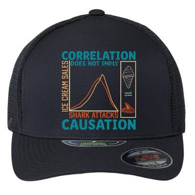 Correlation Does Not Imply Causation Shark Attacks Ice Cream Gift Flexfit Unipanel Trucker Cap