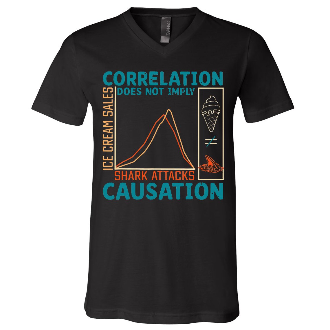 Correlation Does Not Imply Causation Shark Attacks Ice Cream Gift V-Neck T-Shirt
