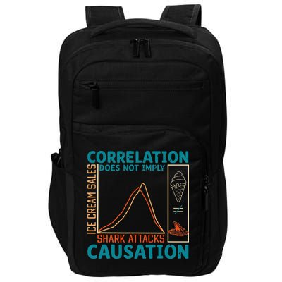 Correlation Does Not Imply Causation Shark Attacks Ice Cream Gift Impact Tech Backpack