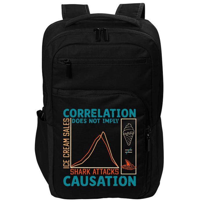 Correlation Does Not Imply Causation Shark Attacks Ice Cream Gift Impact Tech Backpack