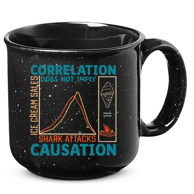 Correlation Does Not Imply Causation Shark Attacks Ice Cream Gift 15oz Campfire Ceramic Mug