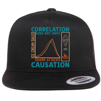 Correlation Does Not Imply Causation Shark Attacks Ice Cream Gift Flat Bill Trucker Hat
