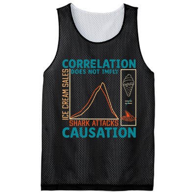 Correlation Does Not Imply Causation Shark Attacks Ice Cream Gift Mesh Reversible Basketball Jersey Tank