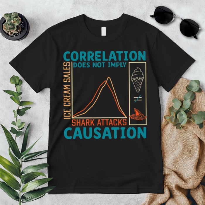 Correlation Does Not Imply Causation Shark Attacks Ice Cream Gift Premium T-Shirt