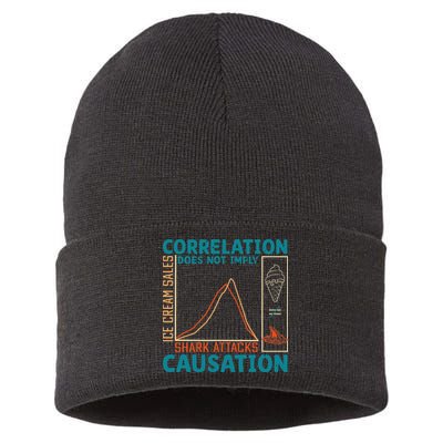 Correlation Does Not Imply Causation Shark Attacks Ice Cream Gift Sustainable Knit Beanie