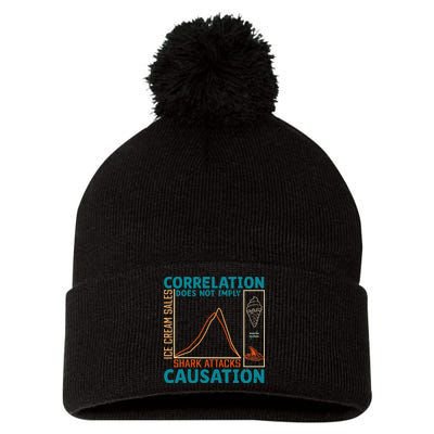 Correlation Does Not Imply Causation Shark Attacks Ice Cream Gift Pom Pom 12in Knit Beanie