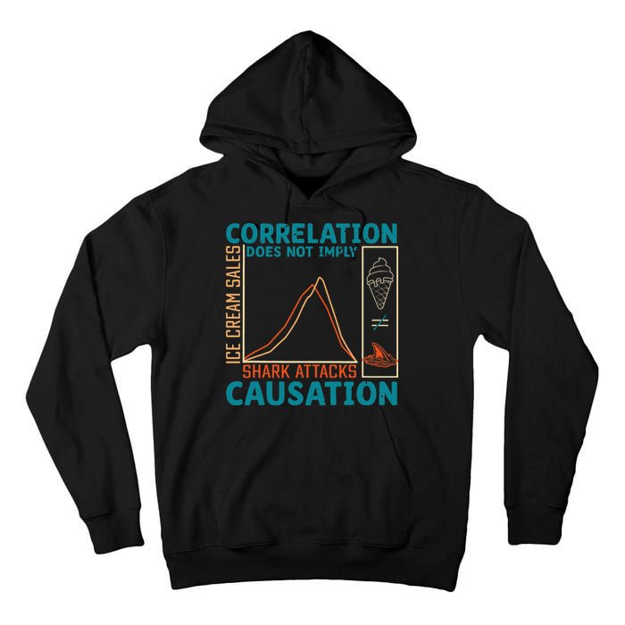 Correlation Does Not Imply Causation Shark Attacks Ice Cream Gift Tall Hoodie