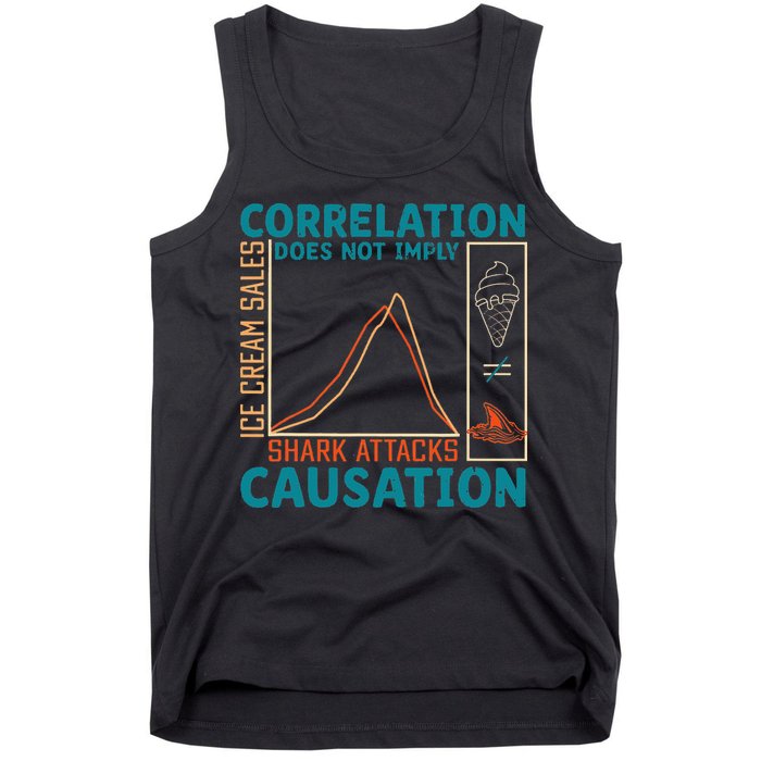 Correlation Does Not Imply Causation Shark Attacks Ice Cream Gift Tank Top