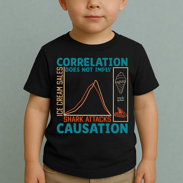 Correlation Does Not Imply Causation Shark Attacks Ice Cream Gift Toddler T-Shirt