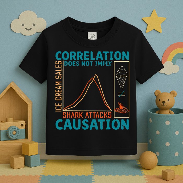 Correlation Does Not Imply Causation Shark Attacks Ice Cream Gift Toddler T-Shirt