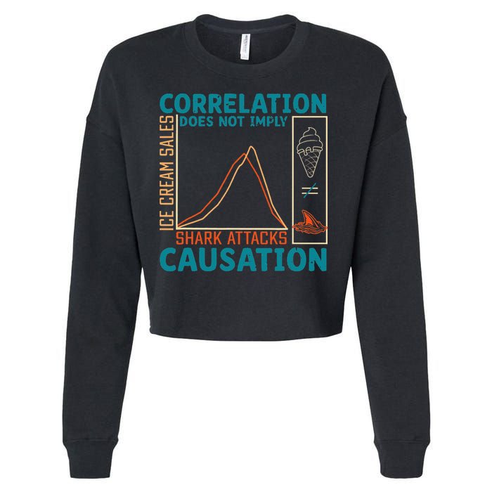 Correlation Does Not Imply Causation Shark Attacks Ice Cream Gift Cropped Pullover Crew