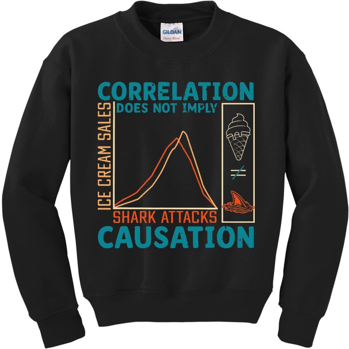 Correlation Does Not Imply Causation Shark Attacks Ice Cream Gift Kids Sweatshirt
