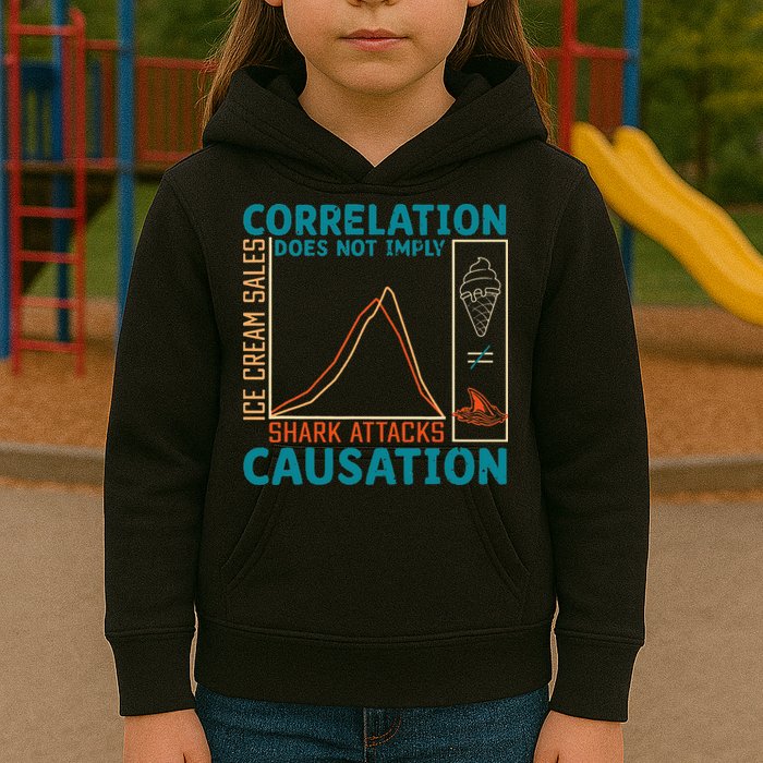 Correlation Does Not Imply Causation Shark Attacks Ice Cream Gift Kids Hoodie