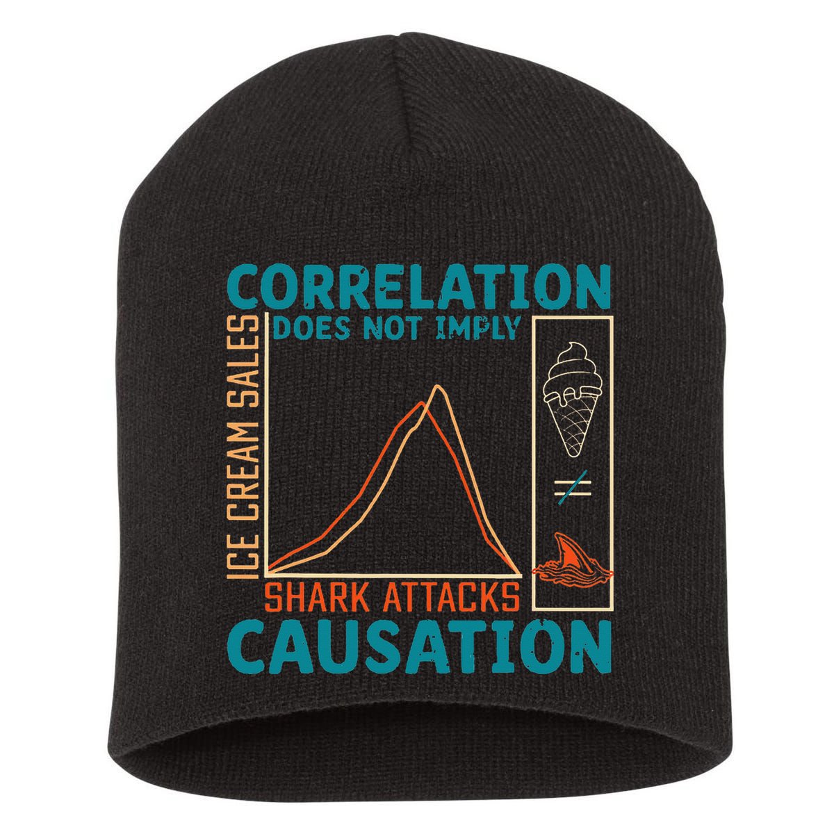 Correlation Does Not Imply Causation Shark Attacks Ice Cream Gift Short Acrylic Beanie