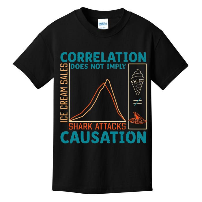 Correlation Does Not Imply Causation Shark Attacks Ice Cream Gift Kids T-Shirt