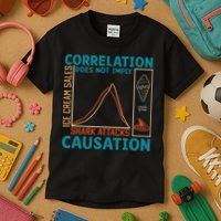Correlation Does Not Imply Causation Shark Attacks Ice Cream Gift Kids T-Shirt
