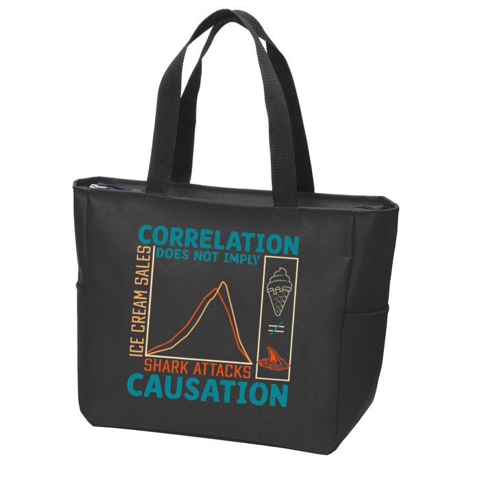 Correlation Does Not Imply Causation Shark Attacks Ice Cream Gift Zip Tote Bag