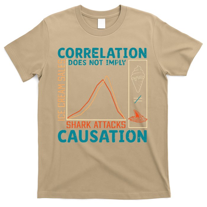 Correlation Does Not Imply Causation Shark Attacks Ice Cream Gift T-Shirt