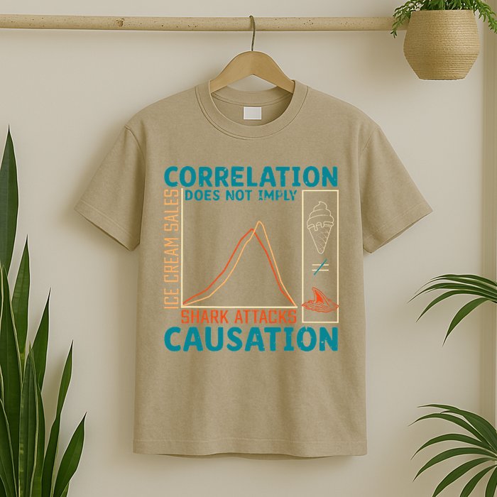 Correlation Does Not Imply Causation Shark Attacks Ice Cream Gift T-Shirt
