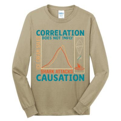 Correlation Does Not Imply Causation Shark Attacks Ice Cream Gift Tall Long Sleeve T-Shirt