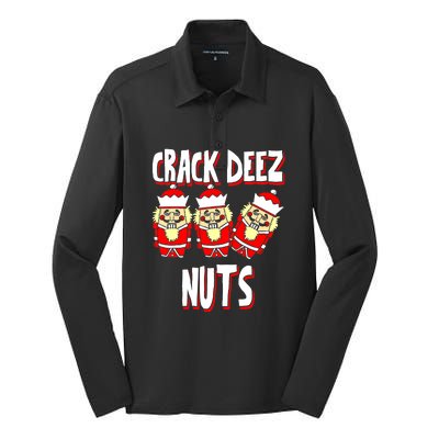 Crack Deez Nuts Funny Ugly Christmas Sweater Family Pajamas Silk Touch Performance Long Sleeve Polo