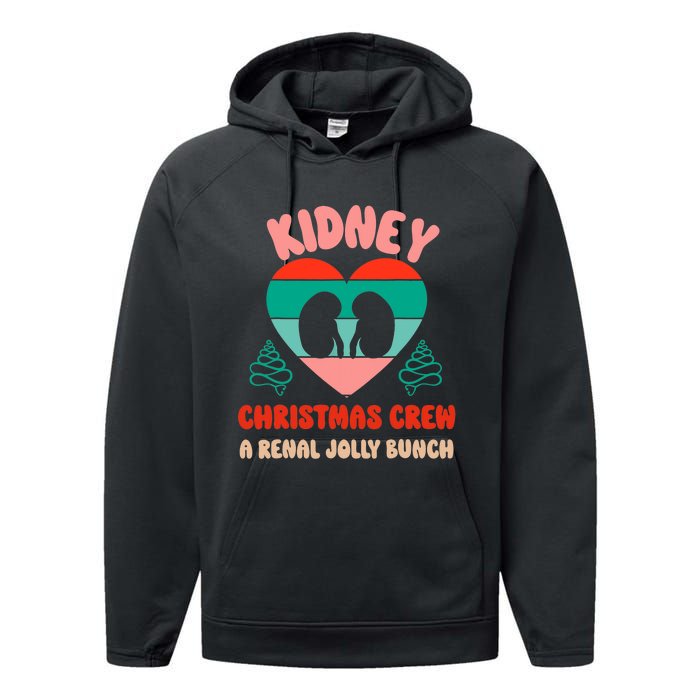 Christmas Dialysis Nephrology Nurse Tech Kidney Crew Performance Fleece Hoodie