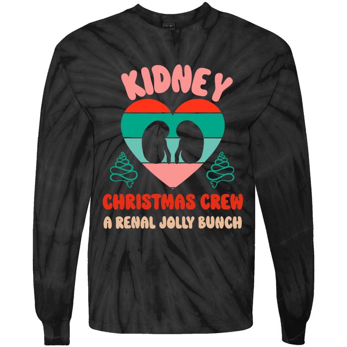 Christmas Dialysis Nephrology Nurse Tech Kidney Crew Tie-Dye Long Sleeve Shirt