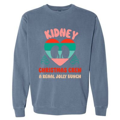 Christmas Dialysis Nephrology Nurse Tech Kidney Crew Garment-Dyed Sweatshirt