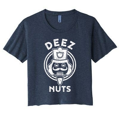 Christmas Deez Nuts Nutcracker Funny Women's Crop Top Tee