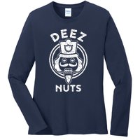 Christmas Deez Nuts Nutcracker Funny Ladies Long Sleeve Shirt